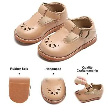 Felix & Flora Toddler Little Girl Nude Mary Jane Dress Shoes - Ballet Flats for Easter Flower Girl Party School Shoes（Nude,6 Toddler