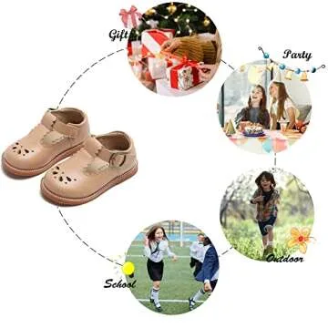 Felix & Flora Toddler Little Girl Nude Mary Jane Dress Shoes - Ballet Flats for Easter Flower Girl Party School Shoes（Nude,6 Toddler