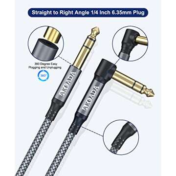 AkoaDa 1/4 Inch TRS Audio Cable | 10ft Durable and Flexible
