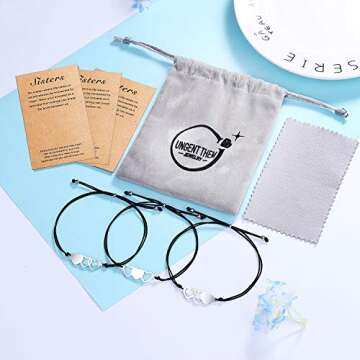 UNGENT THEM 3 Sisters Gifts from Sister Bracelet Birthday Christmas Presents Best Friend Friendship Galentines Valentine Day Gifts Big Little Women Teens Teenage Girls