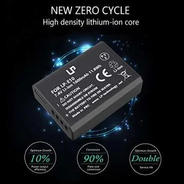 LP LP-E10 Battery Charger Pack, 2-Pack Battery & Charger, Compatible with Canon EOS Rebel T7, T6, T5, T3, T100, 4000D, 3000D, 2000D, 1500D, 1300D, 1200D, 1100D &More (Not for T3i T5i T6i T6s T7i)