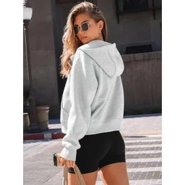 AUTOMET Womens Zip Up Hoodies Fleece Jackets Oversized Sweatshirts Fall Fashion Outfits 2025 Sweaters Winter Clothes Grey L