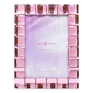 Isaac Jacobs Decorative Sparkling Light Pink Jewel Picture Frame, Photo Display & Home Décor (4x6, ...
