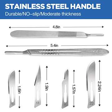 44 PCS 40 Scalpel Blades with #10#11#15#22 Scalpels Surgical Sterile Blades Including Four Handle,Laboratory Blade-Lab Knives- Carving Blades with Handle-Art Blades Practicing Cutting-Crafts & More