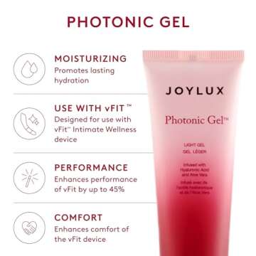 Joylux - vFit, Photonic Gel and Photonic Wipes Set, Red LED Light Intimate Health Device, Wellness System for Menopausal Women, Promotes Natural Hydration & Helps Tighten Pelvic Floor (3-Pack Set)