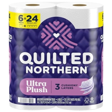 Quilted Northern Ultra Plush Toilet Paper - Soft, Strong & Luxurious 6 Mega Rolls
