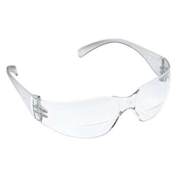 3M 11513-00000-20 Virtua Reader Protective Eyewear, Clear Anti-Fog Lens, Clear Temple, 1.5 Diopter