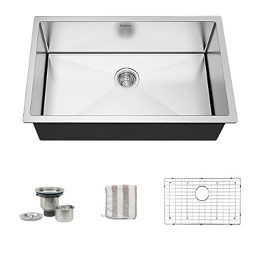 TORVA 28-Inch Undermount Kitchen Sink, Premium 304 Stainless Steel Bar Sink - 10 Inches Deep Basin S...