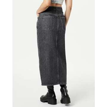 The Drop Women's Dixon Denim Column Skirt, Faded Carbon, XXS