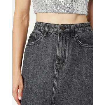 The Drop Women's Dixon Denim Column Skirt, Faded Carbon, XXS