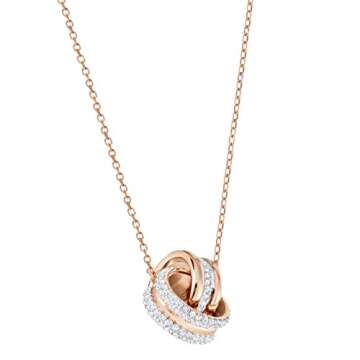 Swarovski Further Pendant, Pavé, Intertwined circles, White, Rose gold-tone Finished