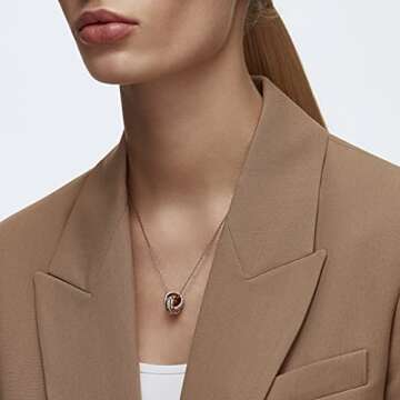 Swarovski Further Pendant, Pavé, Intertwined circles, White, Rose gold-tone Finished