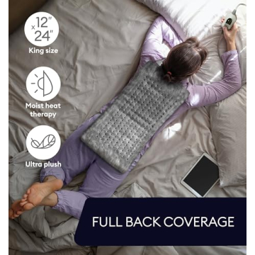 GENIANI Large Electric Heating Pad for Back Pain & Cramps Relief, Valentines Day & Birthday Gifts for Women Mom, FSA HSA Eligible, Auto Shut Off, Machine Washable, Heat Pad for Neck & Shoulder, 12×24"