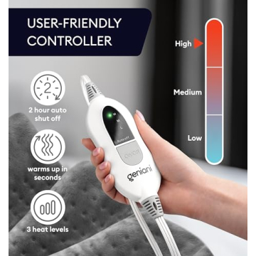 GENIANI Large Electric Heating Pad for Back Pain & Cramps Relief, Valentines Day & Birthday Gifts for Women Mom, FSA HSA Eligible, Auto Shut Off, Machine Washable, Heat Pad for Neck & Shoulder, 12×24"