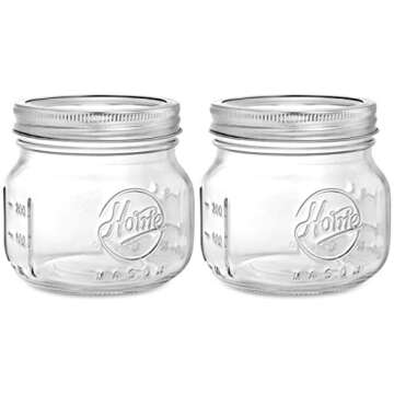 Tebery 6 Pack Wide Mouth Home Glass Mason Jars with Airtight Lids and Bands, 16Oz Canning Glass Jars for Canning, Fermenting, Pickling, Decor