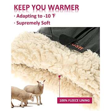 FEIQIAOSH Winter Leather Gloves for Women - Premium Sheepskin Warm Gloves