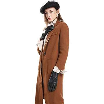 FEIQIAOSH Women's Winter Leather Gloves - Touchscreen & Warm