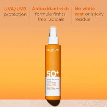Clarins Body Sunscreen Lotion Spray | SPF 50+ | Lightweight Protection | Enriched with Antioxidants ...