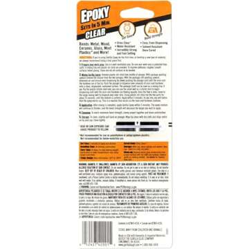 Gorilla 2 Part Epoxy, 5 Minute Set, Incredibly Strong Bonding, .85 Ounce Syringe, Clear, (Pack of 1)