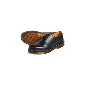 Dr. Martens, 1461 3-Eye Leather Oxford Shoe for Men and Women, Black Smooth, 10 US Women/9 US Men