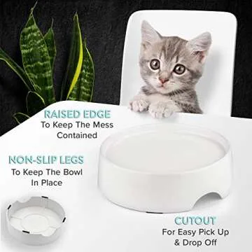 CatGuru Food Table for Cat Bowl, Non Slip Pet Feeding Station for Cat Food Bowls, Raised Stand for Food and Water Cat Bowls, Elevated Cat Feeder, Stress Free Pet Dish Stand (Marshnallow)
