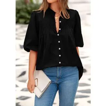 PRETTYGARDEN Women's Summer Button Down Blouse