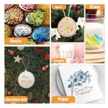 JR.WHITE Paint Markers Pens Metallic, 10 Colors Paint Pens for Rock Painting, Black Paper, Scrapbook, Photo Album, Paint Marker for DIY Arts & Crafts, Glass, Wood, Card Making, Scrapbook Supplies