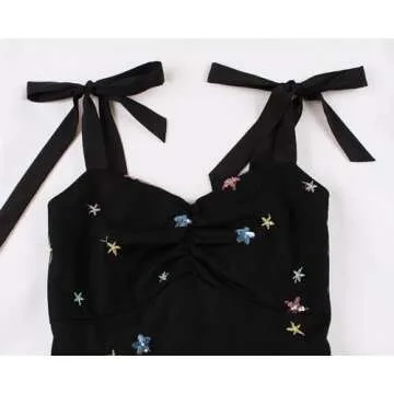 Wellwits Star Sequin Mesh Vintage Dress for Women