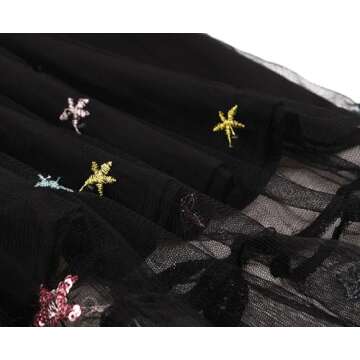 Wellwits Star Sequin Mesh Vintage Dress for Women