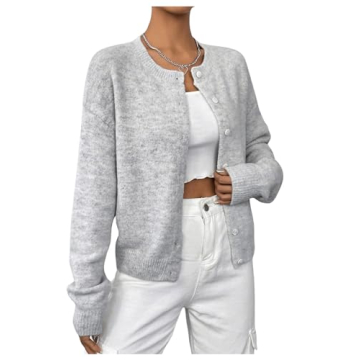 RoseSeek Women's Knit Cardigans Long Sleeve Button Down Lightweight Cardigan Sweaters for Trendy Fal...