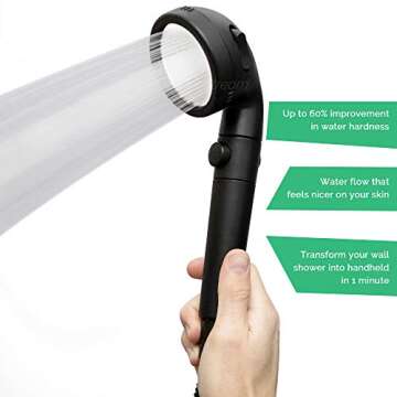 Original StoneStream® EcoPower Shower Head System — Spa Like Ionic Filter to Soften Water, Increa...