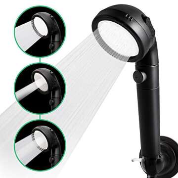 Original StoneStream® EcoPower Shower Head System — Spa Like Ionic Filter to Soften Water, Increase Pressure & Save Water — Multi Function Showerhead + 4-in-1 Wall Adapter Kit — Matte Black