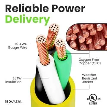 GEARit Outdoor 10 AWG Gauge 3 Prong Plug 100 Foot Extension Cord