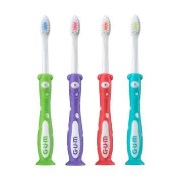 GUM Monsterz Children and Toddler Toothbrush, Soft Bristled Kids’ Toothbrush with Suction Cup, for Ages 2+, 1ct (6pk)