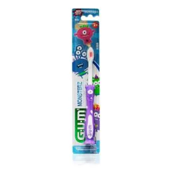GUM Monsterz Children and Toddler Toothbrush, Soft Bristled Kids’ Toothbrush with Suction Cup, for Ages 2+, 1ct (6pk)