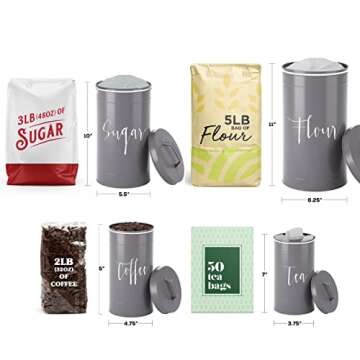 Vintage Metal Farmhouse Kitchen Canister Set - Decor & Storage