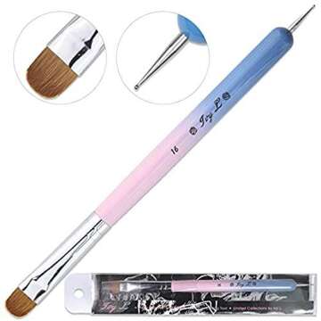 Ivy-L Premium 2 Way French Gel Acrylic Nail Art Kolinsky Brush With Dotting Tool for Professional Ma...