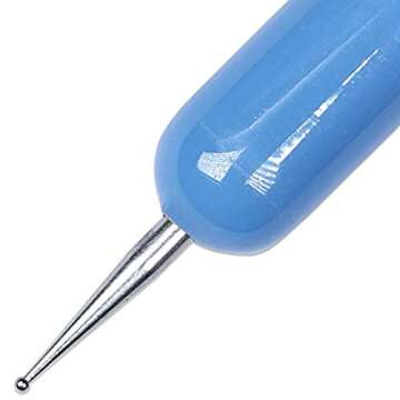 Ivy-L Premium 2 Way French Gel Acrylic Nail Art Kolinsky Brush With Dotting Tool for Professional Manicure Cuticle Clean Up Nail Art Design, Pink Blue Wood Handle (Size 16)