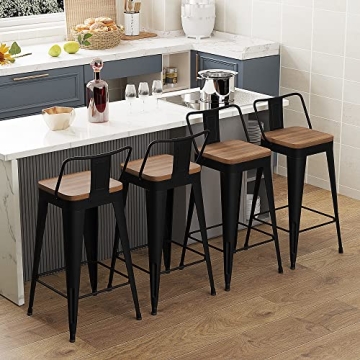 Durable WENTMENT Metal Bar Stools Set of 4 for Kitchen