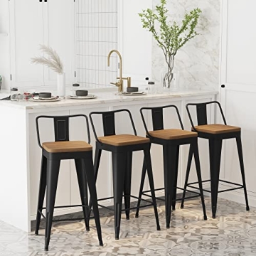 Durable WENTMENT Metal Bar Stools Set of 4 for Kitchen