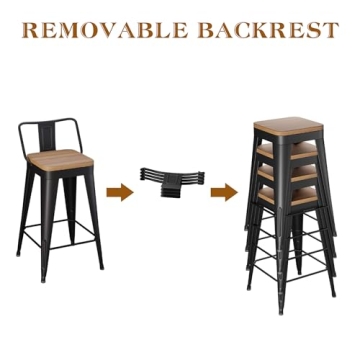 Durable WENTMENT Metal Bar Stools Set of 4 for Kitchen