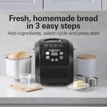 Hamilton Beach Bread Maker Machine, Digital, Programmable, 12 Settings + Gluten Free, Dishwasher Saf...