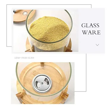 5L8L Glass Rice Dispenser with Bamboo Lid Airtight Kitchen Storage