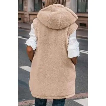 PRETTYGARDEN Womens 2025 Fall Reversible Vests Sleeveless Fleece Jacket Zip Up Hoodie Pockets Long Warm Winter Coat Outerwear (Dark Green,Small)