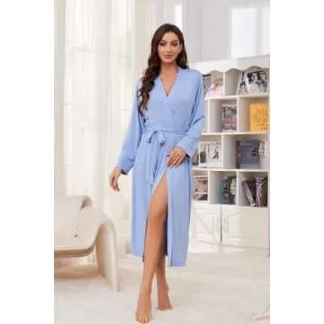 HEARTNICE Robes for Women Soft Long Knit Kimono Bathrobe Lightweight Sleepwear Casual Loungwear(Ligh...