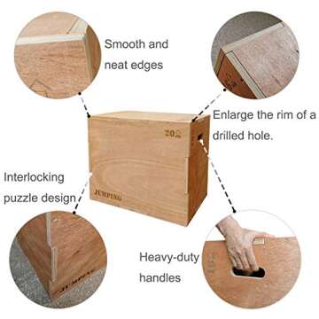 JacMok 3-in-1 Wooden Plyometric Box for Effective Training