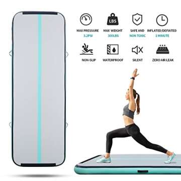 CANWAY Air Tumble Track Inflatable Gymnastics Mat 10ft/13ft/16ft/20ft Gymnastics Training Mat with Electric Air Pump for Home/Outdoor/Gym/Cheerleading/Yoga