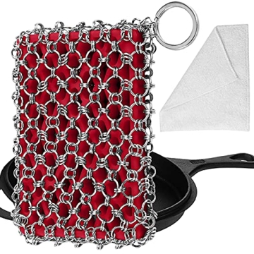 Herda 316L Cast Iron Scrubber Cleaner - Large Chainmail for Cookware