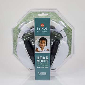 Lucid Audio HearMuffs Baby Hearing Protection (Over-The-Ear Sound Protection Ear Muffs Infant/Toddler/Child), One Size, White