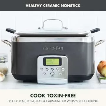 GreenPan Elite 8-in-1 Programmable 6QT Electric Slow Cooker, Dishwasher Safe Lid & Removable Crock, ...